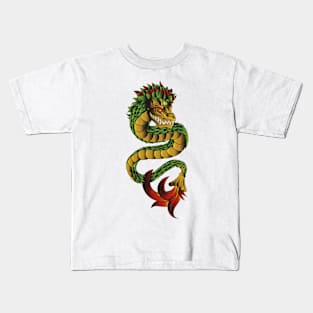 Aztec Green Dragon Kids T-Shirt